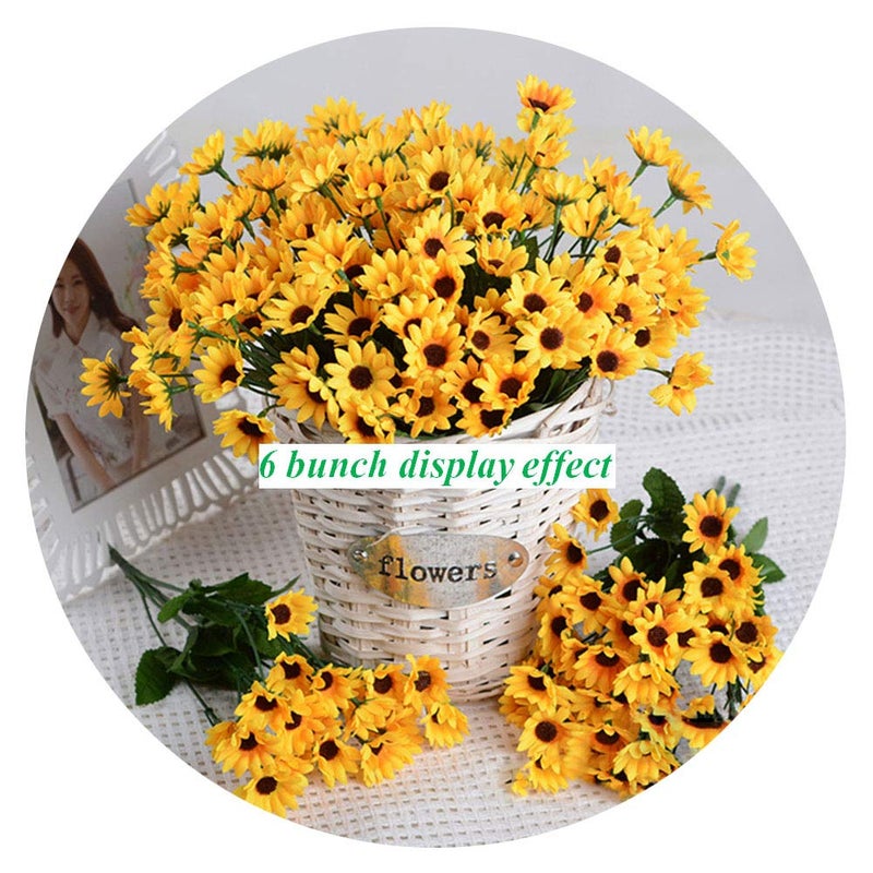 Artfen Artificial Sunflower 2 Bouquet Artificial Flowers Fake Sunflowers Floral Decor Bouquet Home Hotel Office Wedding Party Garden Craft Art Decor 13 inch - Image 1